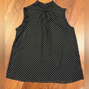 Who What Wear Black Polka Dot Sleeveless Blouse